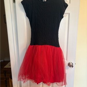 Vintage Black with Red Tulle Dress